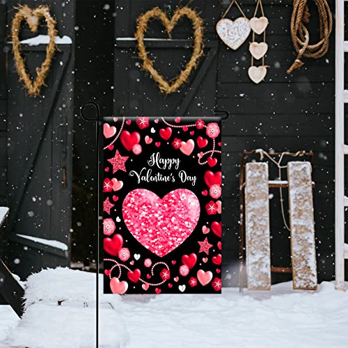 Texupday Happy Valentine's Day Love Heart Decoration Double Sided Garden Flag Outdoor Yard Flag 12" x 18"