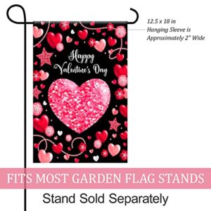 Texupday Happy Valentine's Day Love Heart Decoration Double Sided Garden Flag Outdoor Yard Flag 12" x 18"
