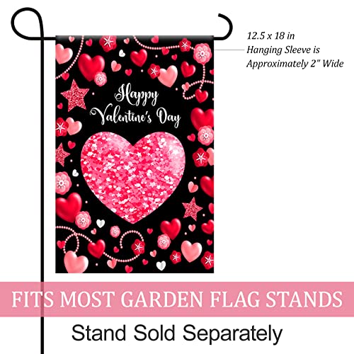 Texupday Happy Valentine's Day Love Heart Decoration Double Sided Garden Flag Outdoor Yard Flag 12" x 18"