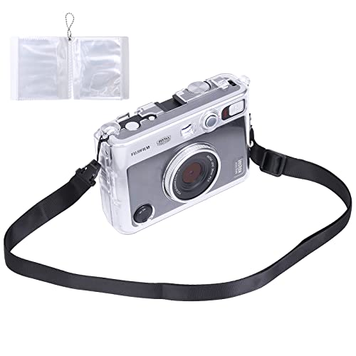 khanka Protective Clear Hard Camera Case Compatible with Fujifilm Instax Mini Evo Instant Camera, with Shoulder Strap