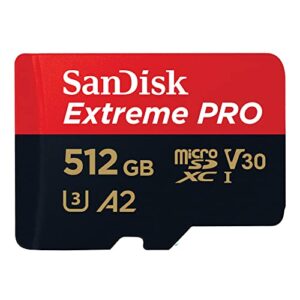 sandisk 512gb extreme pro durable, captures 4k uhd video, 200mb/s read and 140mb/s write microsd uhs-i card for recording outdoor adventures and weekend trips