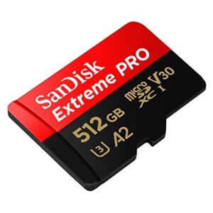 SanDisk 512GB Extreme Pro Durable, Captures 4K UHD Video, 200MB/s Read and 140MB/s Write microSD UHS-I Card for Recording Outdoor Adventures and Weekend Trips