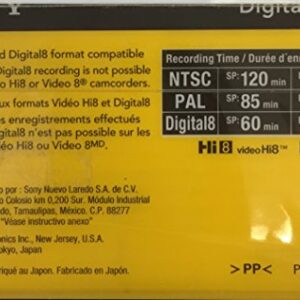 Sony Hi-8 HMPD 120 minute 2-Pack Video Camcorder Cassette Tapes