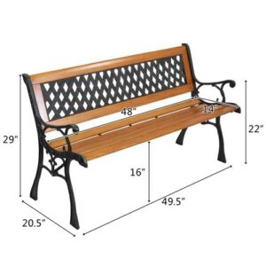 Cu Alightup Outvita 49.5in Garden Bench, Deck Hardwood Seat and Metal Armrest for Patio Front Porch Path Yard Lawn (Casual)