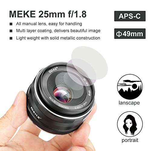 Meike 25mm F1.8 Large Aperture Wide Angle Lens Manual Focus Lens Compatible with Panasonic Lumix Olypums M43 Mount Mirrorless Cameras GH4 GH5 GH6