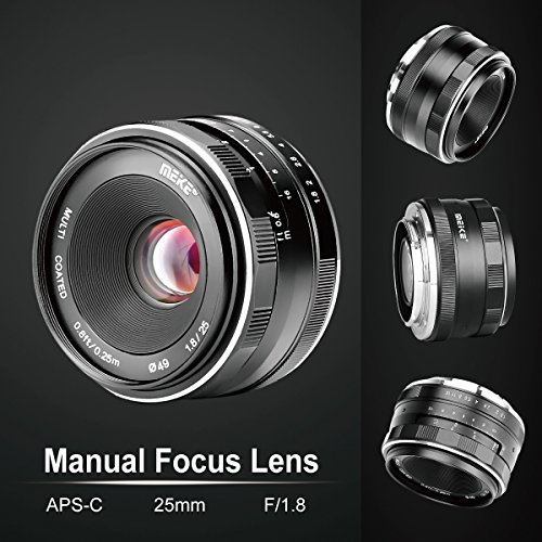 Meike 25mm F1.8 Large Aperture Wide Angle Lens Manual Focus Lens Compatible with Panasonic Lumix Olypums M43 Mount Mirrorless Cameras GH4 GH5 GH6