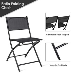 Giantex 4 PCS Folding Patio Chairs, Portable Camping Chair Set, Rust-Proof Steel Frame & Space Saving, Outdoor Patio Furniture for Deck Garden Pool Beach (Black)