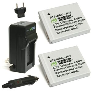 wasabi power battery (2-pack) and charger for canon nb-6l, nb-6lh, cb-2ly and canon powershot d10, d20, d30, elph 500 hs, s90, s95, s120, sd770 is, sd980 is, sd1200 is, sd1300 is, sd3500 is, sd4000 is, sx170 is, sx240 hs, sx260 hs, sx270 hs, sx280 hs, sx5