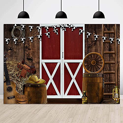 Vinyl 7x5ft Western Backdrop for Photography Photoshoot Supplies Farmhouse Barn Door West Cowboy Scene Photo Background Kids Western Birthday Party Decor Photo Booths