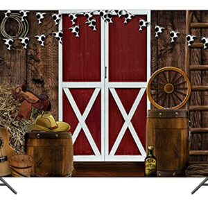 Vinyl 7x5ft Western Backdrop for Photography Photoshoot Supplies Farmhouse Barn Door West Cowboy Scene Photo Background Kids Western Birthday Party Decor Photo Booths