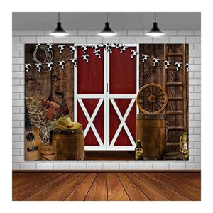 Vinyl 7x5ft Western Backdrop for Photography Photoshoot Supplies Farmhouse Barn Door West Cowboy Scene Photo Background Kids Western Birthday Party Decor Photo Booths