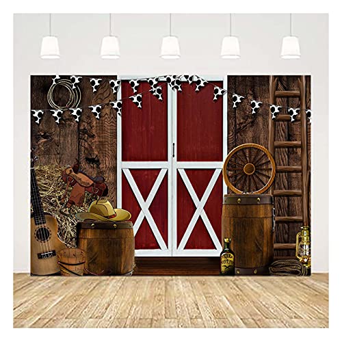 Vinyl 7x5ft Western Backdrop for Photography Photoshoot Supplies Farmhouse Barn Door West Cowboy Scene Photo Background Kids Western Birthday Party Decor Photo Booths