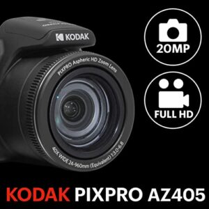 KODAK PIXPRO Astro Zoom AZ405-BK 20MP Digital Camera with 40X Optical Zoom 24mm Wide Angle 1080P Full HD Video and 3" LCD (Black)