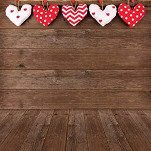 AIIKES 5x7ft Valentine's Day Backdrop Valentine's Day Photography Backdrops Brown Wooden Backdrop Baby Shower Birthday Party Decorate Backdrop Photo Studio Props 11-371