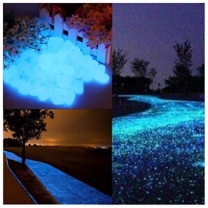 tr318 glow in the dark garden pebbles stone for walkway yard and decor diy decorative gravel stones in blue(100pcs)