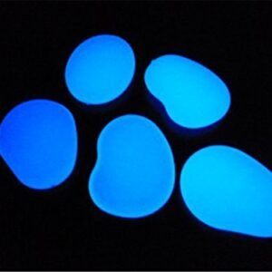 TR318 Glow in The Dark Garden Pebbles Stone for Walkway Yard and Decor DIY Decorative Gravel Stones in Blue(100PCS)
