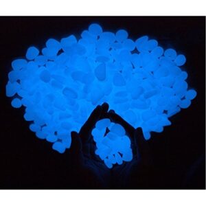 TR318 Glow in The Dark Garden Pebbles Stone for Walkway Yard and Decor DIY Decorative Gravel Stones in Blue(100PCS)