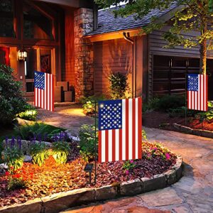 Hopolon American Garden Flags 12 X 18 Inch- 11 Warm White LED Lights with Solar Panel,US USA Double Sided Small American Flag for Holiday,Christmas,Yard, Banner, Patriotic,Outdoor Lawn Decoration