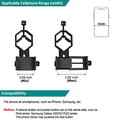 Vankey Cellphone Telescope Adapter Mount, Compatible with Binocular, Monocular, Astronomical Telescope, Spotting Scope, Microscope, Fits iPhone, Samsung, and More - Bluesky V1, Regular Size