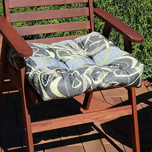 Sunnydaze Set of 2 Tufted Square Patio Cushions for Indoor/Outdoor Furniture - Replacement Cushions for Chairs and Seating - Seat Pads for Porch, Deck, and Garden Seats - Modern Jazz