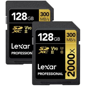 lexar professional 2000x 128gb sdxc uhs-ii memory card, 2-pack