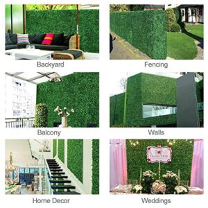 Yaheetech 20 x 20 inch Artificial Boxwood Panels w/Little White Flowers UV Protected Topiary Hedge Plant Privacy Hedge Screen Decorations for Garden,Home,Backyard and Green 12 Pcs