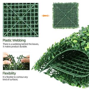 Yaheetech 20 x 20 inch Artificial Boxwood Panels w/Little White Flowers UV Protected Topiary Hedge Plant Privacy Hedge Screen Decorations for Garden,Home,Backyard and Green 12 Pcs