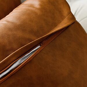 Zceconce Faux Leather Pillow Covers Thick Waterproof Outdoor Throw Pillows for Patio Furniture Couch Sofa Living Room, Set of 2 Large Square 22x22 Inch Brown Pillows