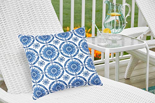 C&F Home Colonial Williamsburg Delft Garden Blue & White Geometric Premium Indoor/Outdoor Pillow Decor Decoration Accent Throw Pillow 18" x 18" Blue