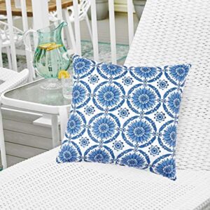 C&F Home Colonial Williamsburg Delft Garden Blue & White Geometric Premium Indoor/Outdoor Pillow Decor Decoration Accent Throw Pillow 18" x 18" Blue