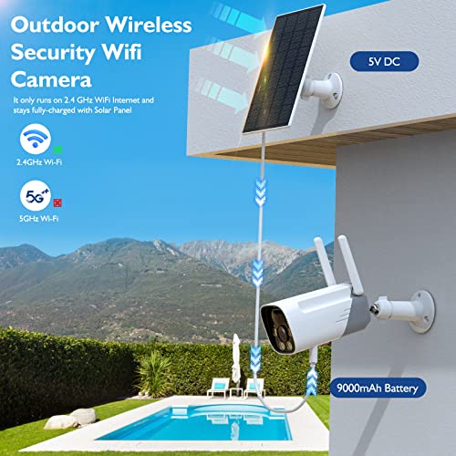 HAWKRAY Solar Security Outdoor Camera Wireless,Solar-Powered Rechargeable Battery,2K Resolution 3X Digital Zoom,WiFi Camera IP66,AI,PIR Motion Detection, 2-Way Audio, Color Night Vision,Cloud/Micro SD