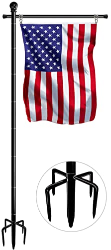 Balie Space 10FT Tall Freestanding Flag Pole for 3x5 Feet American Flag, Adjustable Garden Flagpole Stand with 5 Spikes Base for Outdoor Yard, 10 Feet