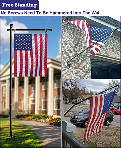 Balie Space 10FT Tall Freestanding Flag Pole for 3x5 Feet American Flag, Adjustable Garden Flagpole Stand with 5 Spikes Base for Outdoor Yard, 10 Feet