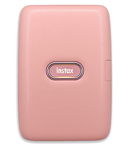 Fujifilm Instax Mini Link Smartphone Printer + Fujifilm Instax Mini Instant Film (20 Sheets) Bundle with Sturdy Tiger Travel Case and Stickers + Deals Number One Cleaning Cloth (Dusky Pink)