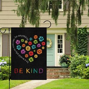 Spring Be Kind Daisy Garden Flag 12x18 Double Sided, Small Burlap In A World Where You Can Be Anything Motivational Garden Yard Flags Welcome Friends for House Outside Outdoor Holiday Decor (ONLY FLAG)