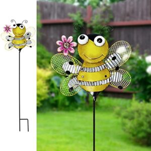 metal garden stakes spring yard sign decorative plant stake lawn art patio decor pathway ornaments indoor outdoor decoration (bee)