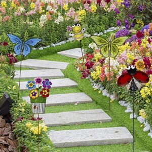 Metal Garden Stakes Spring Yard Sign Decorative Plant Stake Lawn Art Patio Decor Pathway Ornaments Indoor Outdoor Decoration (Bee)