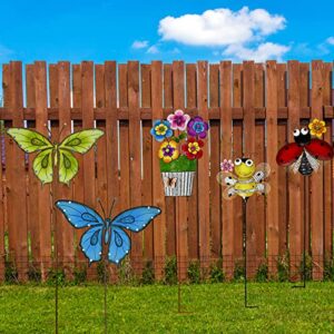 Metal Garden Stakes Spring Yard Sign Decorative Plant Stake Lawn Art Patio Decor Pathway Ornaments Indoor Outdoor Decoration (Bee)