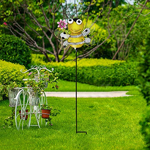 Metal Garden Stakes Spring Yard Sign Decorative Plant Stake Lawn Art Patio Decor Pathway Ornaments Indoor Outdoor Decoration (Bee)