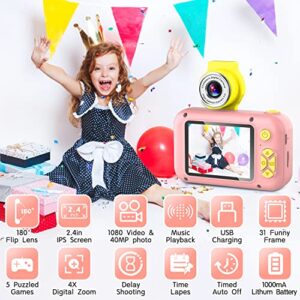 Kid Camera,ARNSSIEN Camera for Kid,2.4in IPS Screen Digital Camera,180°Flip Len Student Camera,Children Selfie Camera with Playback Game,Christmas/Birthday Gift for 4 5 6 7 8 9 10 11 Year Old Girl Boy