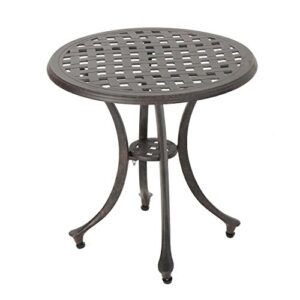 christopher knight home lola outdoor 19″ cast aluminum side table, bronze finished