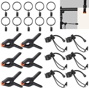 rustark 22pcs backdrop clips clamps elastic photo clips holder clips assortment kit with curtain clips backdrop rings large backdrop spring clamps clips for photography video studio photo backdrop