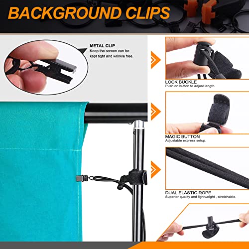 Rustark 22Pcs Backdrop Clips Clamps Elastic Photo Clips Holder Clips Assortment Kit with Curtain Clips Backdrop Rings Large Backdrop Spring Clamps Clips for Photography Video Studio Photo Backdrop