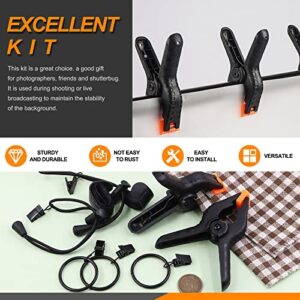 Rustark 22Pcs Backdrop Clips Clamps Elastic Photo Clips Holder Clips Assortment Kit with Curtain Clips Backdrop Rings Large Backdrop Spring Clamps Clips for Photography Video Studio Photo Backdrop