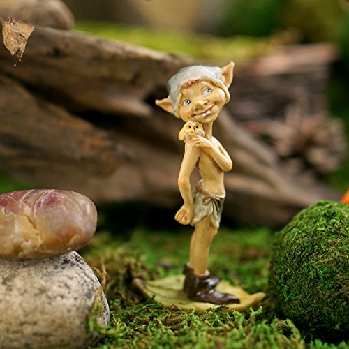 Top Collection Miniature Fairy Garden and Terrarium Pixie with Owl Figurine, Tan, Green