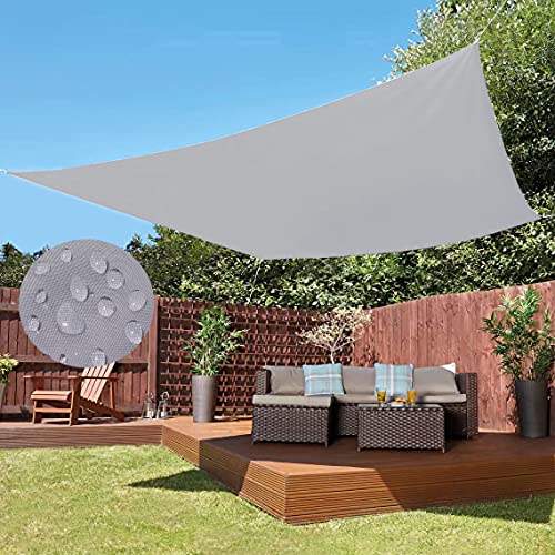 ACCREST Sun Shade Sail Waterproof 6.5'×6.5' Rectangle Shade sail UV Block Canopy Shade Sail Awning for Patio Backyard Lawn Garden Outdoor Activities，Light Gray