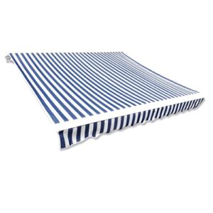 vidaxl awning top canvas blue&white 9′ 10″ x8′ 2″ sunshade patio garden canopy