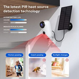 IHOUONE Security Cameras Wireless Outdoor,Solar Powered Outdoor Camera,Continuous Power Supply for 365 Days/PIR Human Detection/Alarms/SD Slot/2-Way Audio for Indoor Cameras