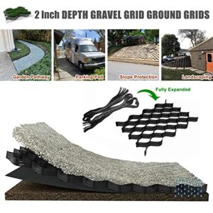 2" Thick Gravel Ground Grid 16.5ft x 33ft - Geo Grid Driveway Stabilization Grids, Gravel Retainer Grid 1885 LBS Per Sq ft, Geocell Geogrid for Walkway Driving RV Parking Slopes and Garden