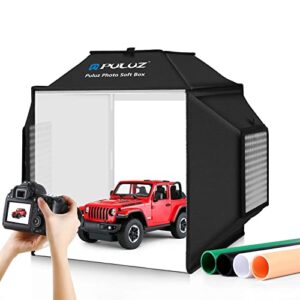 obest upgrade professional light box, 16″ x 16″ photo box with lights portable folding photo studio light box photography with 4 color pvc backdrops & 480 led lights for product photography
